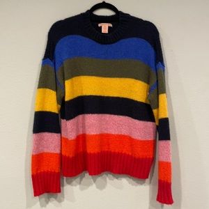 UO Kari Rainbow Striped Oversized Sweater